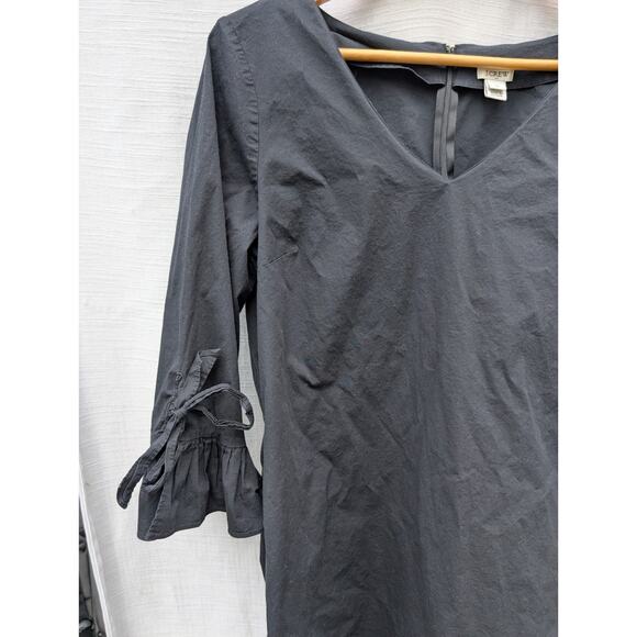 J Crew Womens Little Black Dress Sz 14 Shift Ruffle sleeve Date night H5399 - Picture 2 of 5